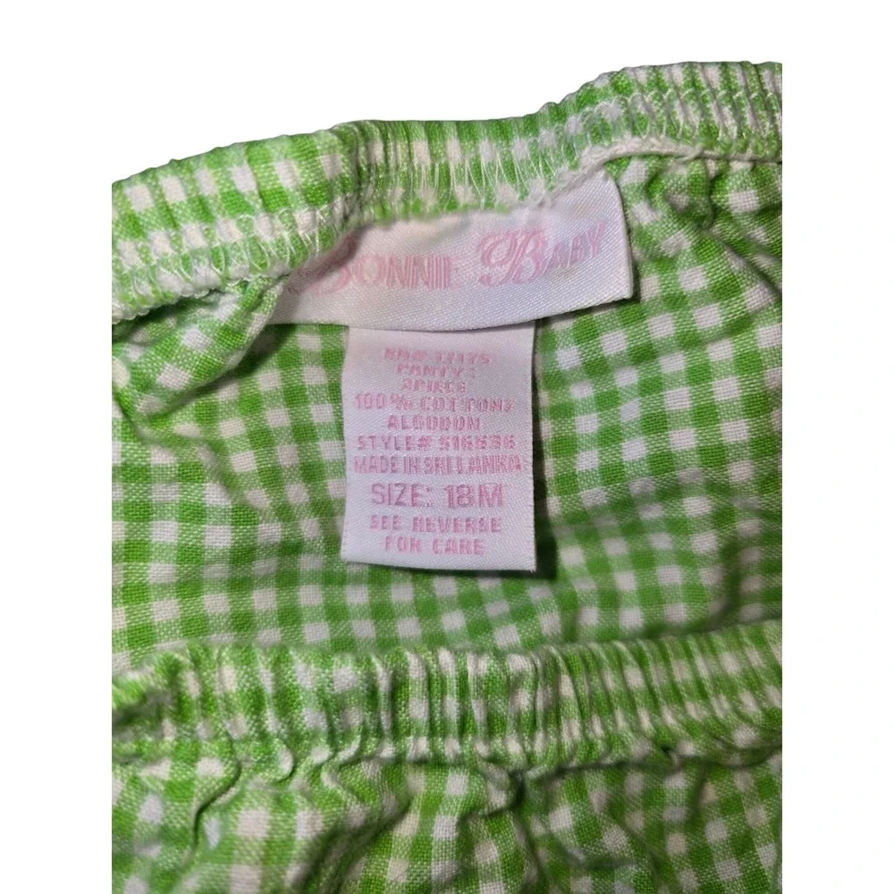 Bonnie Baby Green Gingham Diaper‎ Cover Bloomer Panty 18M 516536 Cotton